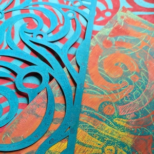 STENCIL | Currents and Bubbles | Mixed Media | Ideal for Gel Plate Printing, Polymer Clay, Paint & Texture Paste