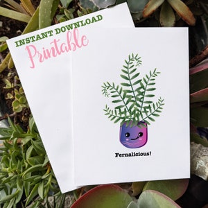 Amantes de plantas fernalicious, folhas de samambaia para toda a vida - cartão A2 de download instantâneo