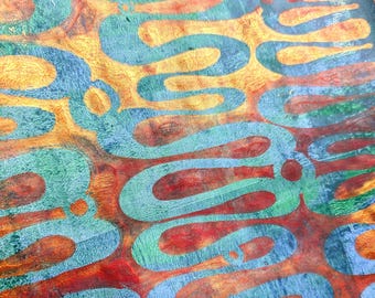 Islands In The Stream Stencil: Mixed Media Art, Polymer Clay, Gel Printing