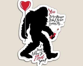 Valentine Bigfoot Love Art: Wine & Balloon Greeting Card (PDF Download)