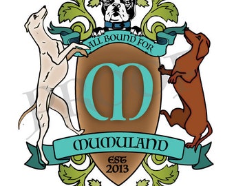 Custom Hand-Drawn Personalized Pet Coat of Arms - Digital Download
