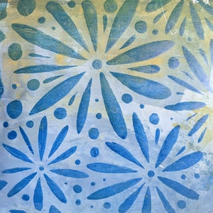 Instant Digital Download STENCIL | Daisy Fresh | Mixed Media | Ideal for Gel Plate Printing, Polymer Clay, Paint & Texture Paste