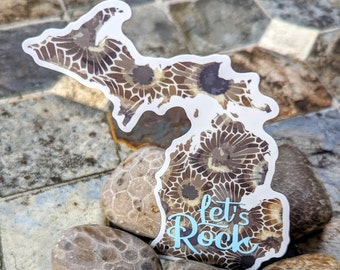 Petoskey Stone 'Let's Rock' Sticker to celebrate the iconic Pride of Michigan