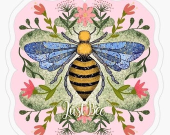 Honey Bee Lovers Sticker - Hand Drawn Inspirational 3" Sticker -  Save The Bees - Waterproof and Removable