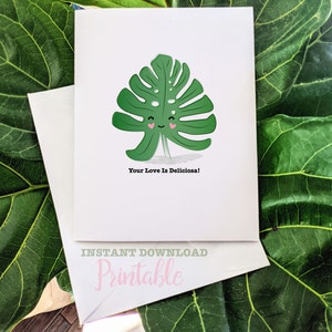 Deine Liebe ist Deliciosa - Monstera Liebhaber Valentinstag Karte - Sofort Download A2 Karte