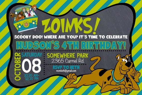 Invitation Danniversaire Scooby Doo Etsy