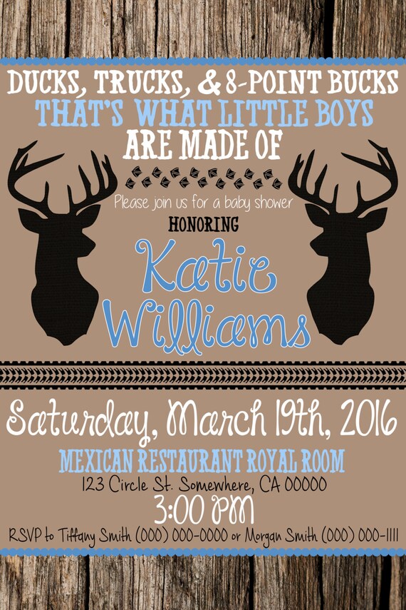 buck baby shower invitations