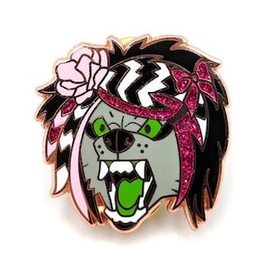 Scenewolf Pin Hard Enamel Sparkledog Rose Gold Fursona Furry Insanity Wolf Meme Scenedog Glitter Sparkle Lapel Accessory Jewelry Scenewolf