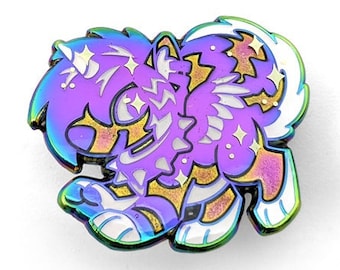Anodized Sparkledog Pin || Soft Enamel Rainbow Fursona Furry Scenedog Cringe Animal Canine Colorful Sparkle Lapel Accessory Jewelry