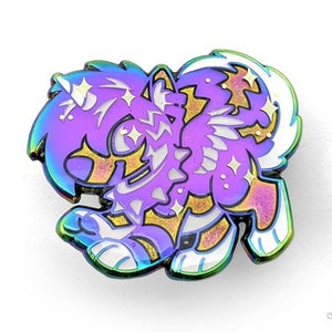 Anodized Sparkledog Pin || Soft Enamel Rainbow Fursona Furry Scenedog Cringe Animal Canine Colorful Sparkle Lapel Accessory Jewelry