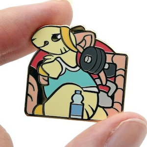 Gym Rat Pin || Pun Rats Hard Enamel Funny Cute Pets Gold Metal Lapel Mouse Mice Rodent Animal Small Motivation Fitness Workout Exercise