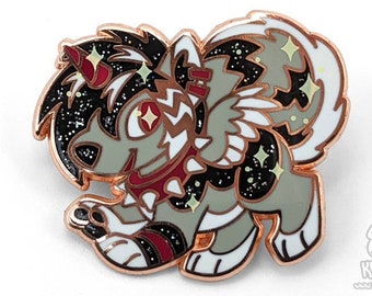 Gloomdog Sparkledog-speld || Hardemail Rose Gold Fursona Furry Scenedog Cringe Animal Dog Kleurrijke Glitter Sparkle Revers Accessoire Sieraden