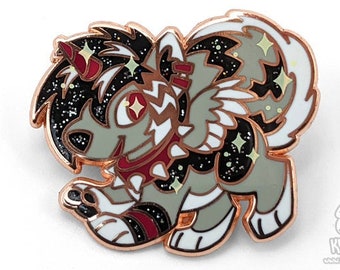 Gloomdog Sparkledog Pin || Hard Enamel Rose Gold Fursona Furry Scenedog Cringe Animal Dog Colorful Glitter Sparkle Lapel Accessory Jewelry