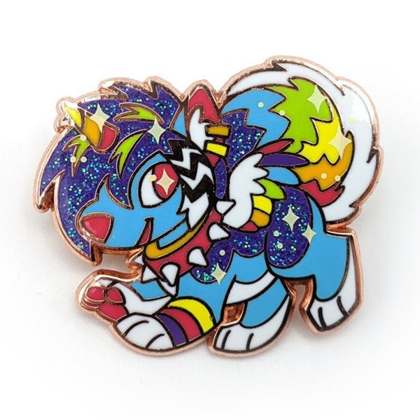 Pin Rainbow Sparkledog // Esmalte duro oro rosa Fursona Furry Scenedog Cringe Animal Canino Colorido Brillo Brillante Accesorio de Solapa Joyería