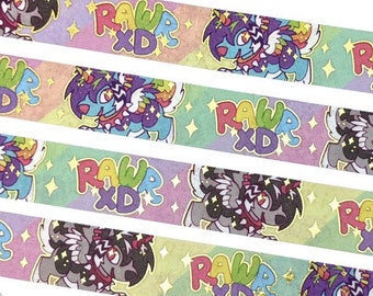 Sparkledog Washi Tape || Crafting Decoration Decorative Rainbow Gloomdog Scenedog RAWR Fursona Furry Animal Cute Gold Foil Scrapbooking Roll