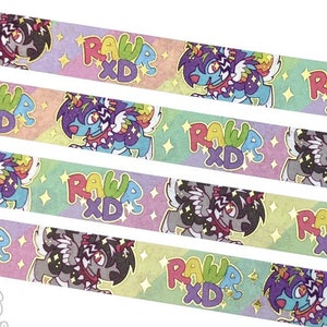 Sparkledog Washi Tape || Crafting Decoration Decorative Rainbow Gloomdog Scenedog RAWR Fursona Furry Animal Cute Gold Foil Scrapbooking Roll