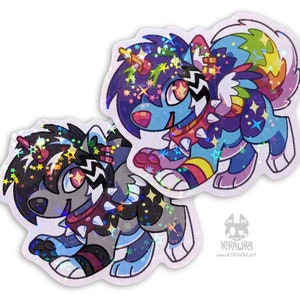 Holofoil Sparkledog Sticker || 2.75 inch Vinyl Holographic Rainbow Sparkly Gloomdog Scenedog Fursona Furry Animal Colorful Waterproof