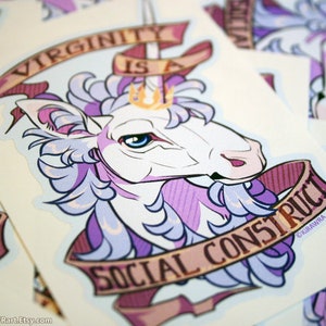 Feminist Unicorn Sticker 3.5 inch Vinyl Heraldic Heraldry Feminism Rights Virginity Mythical Mythology Unicorns Accessory Horse Animal image 1