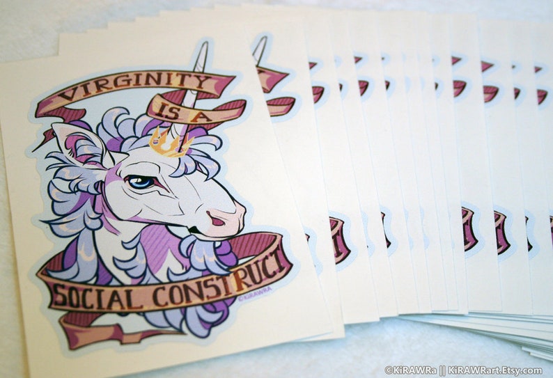 Feminist Unicorn Sticker 3.5 inch Vinyl Heraldic Heraldry Feminism Rights Virginity Mythical Mythology Unicorns Accessory Horse Animal image 4