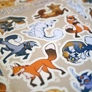 Playful Foxes Sticker Sheet 10 Stickers Vinyl Fox Cute Happy Dancing Silly Fun Funny Colorful Animals Decorative Scrapbook Crafts Vulpes image 2