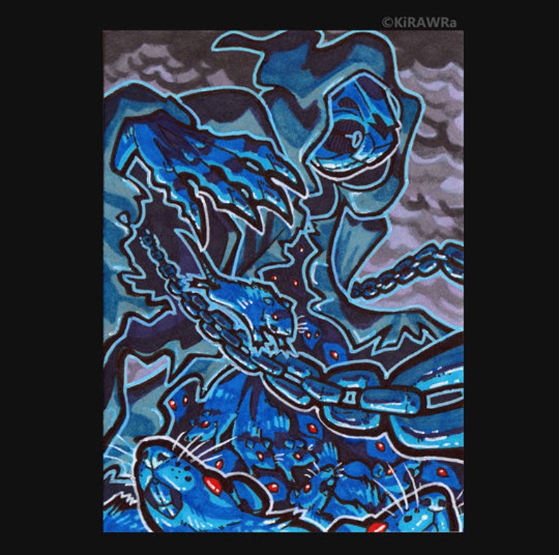 Art Rat Original ACEO Shackled Wraith Drawtober OOAK ATC Card Marker Swarm Halloween October Traditional Plague Inktober