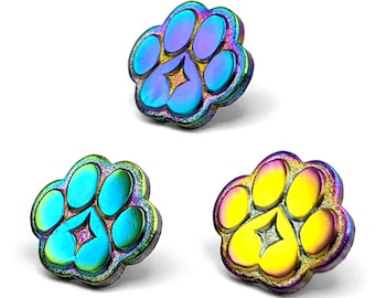 Anodized Sparkle Paw Pin || Pet Dog Animal Heart Paws Cute Rainbow Anodized Pawprint Furry Sparkledog Mini Small Filler Lapel Accessory