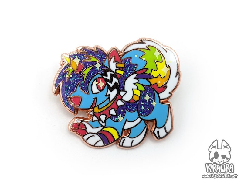 Rainbow Sparkledog Pin Hard Enamel Rose Gold Fursona Furry Scenedog Cringe Animal Canine Colorful Glitter Sparkle Lapel Accessory Jewelry Sparkledog