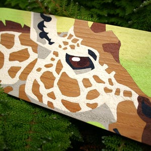 Giraffe Spots: Original Wood Painting Handmade OOAK Acrylic Paint Camelopard Africa Plank Unique Animal Nature Wild Artwork Mixed Media image 1