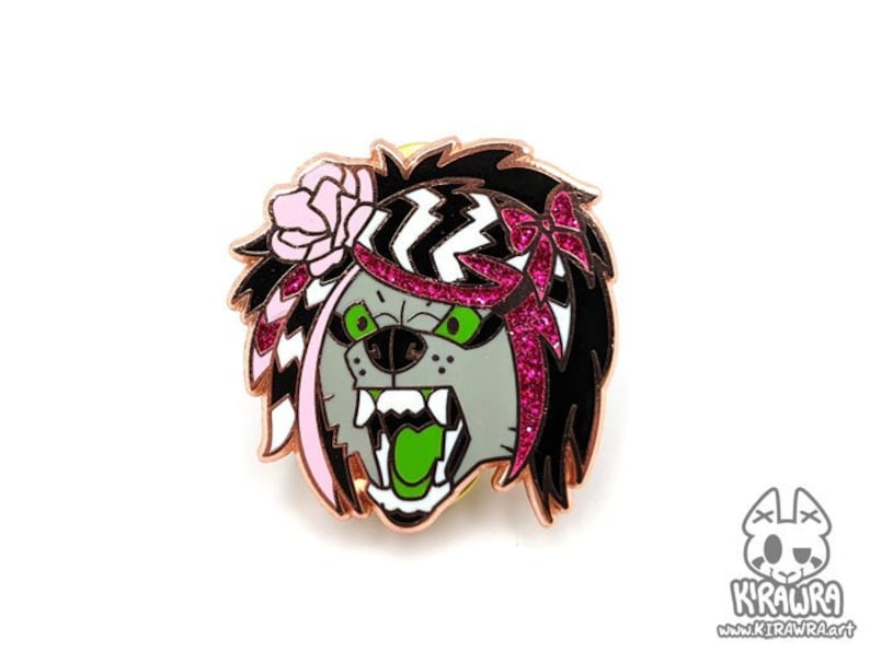 Scenewolf Pin Hard Enamel Sparkledog Rose Gold Fursona Furry Insanity Wolf Meme Scenedog Glitter Sparkle Lapel Accessory Jewelry Scenewolf