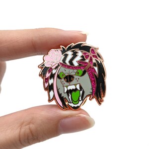 Scenewolf Pin Hard Enamel Sparkledog Rose Gold Fursona Furry Insanity Wolf Meme Scenedog Glitter Sparkle Lapel Accessory Jewelry image 3