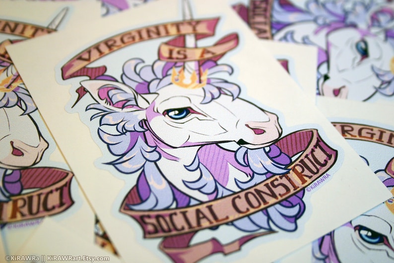 Feminist Unicorn Sticker 3.5 inch Vinyl Heraldic Heraldry Feminism Rights Virginity Mythical Mythology Unicorns Accessory Horse Animal image 1