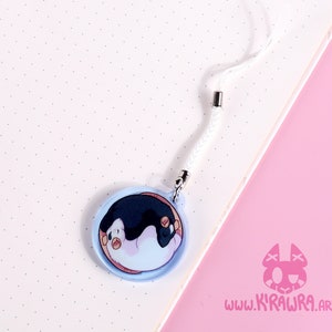 Yin Yang Rat Acrylic Charm Rats Cute Yinyang Circle Zen Tao Black White Love Pet Animal Sleeping Cuddly Balance Chinese Zodiac Accessory image 2