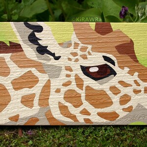 Giraffe Spots: Original Wood Painting Handmade OOAK Acrylic Paint Camelopard Africa Plank Unique Animal Nature Wild Artwork Mixed Media image 3