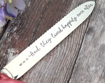 And They Lived Happily Every After.. Wedding Cake Server/cutter - Original Antique,  Hand Stamped Original Vintage Cutlery by Hello Lovely