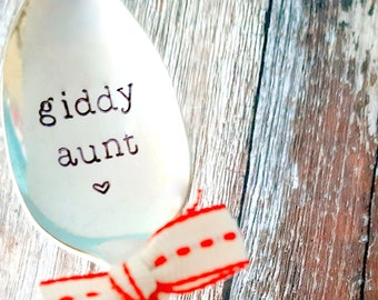 Giddy Aunt Vintage Teaspoon, Gift, Engraved Spoon, Auntie Gift, Aunt Gift