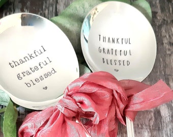 Thankful, Grateful, Blessed  Vintage Serving Spoons, Christmas, Hostess Gift, Table Gifts, Unique Original Upcycled Cutlery by Hello Lovely