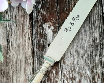 Mr & Mrs ... Personalise your very own Wedding Cake Server/cutter - Original Antique,  Hand Stamped Original Vintage Cutlery by Hello Lovely