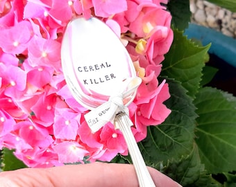 Cereal Killer Hand Stamped Upcycled Vintage Spoon, Made by Hello Lovely