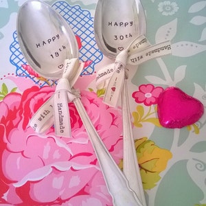 Personalised Birthday Stamped Spoon, 18th, 21st, 30th, 40th, 50th, 60, 70th, 80th, 90th Birthday Gift, Original Vintage Cutlery image 5
