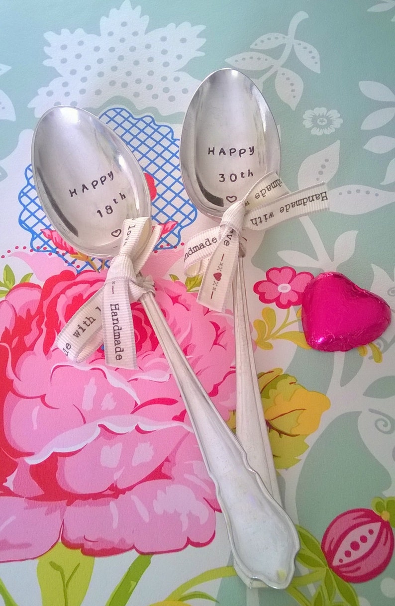 Personalised Birthday Stamped Spoon, 18th, 21st, 30th, 40th, 50th, 60, 70th, 80th, 90th Birthday Gift, Original Vintage Cutlery image 5