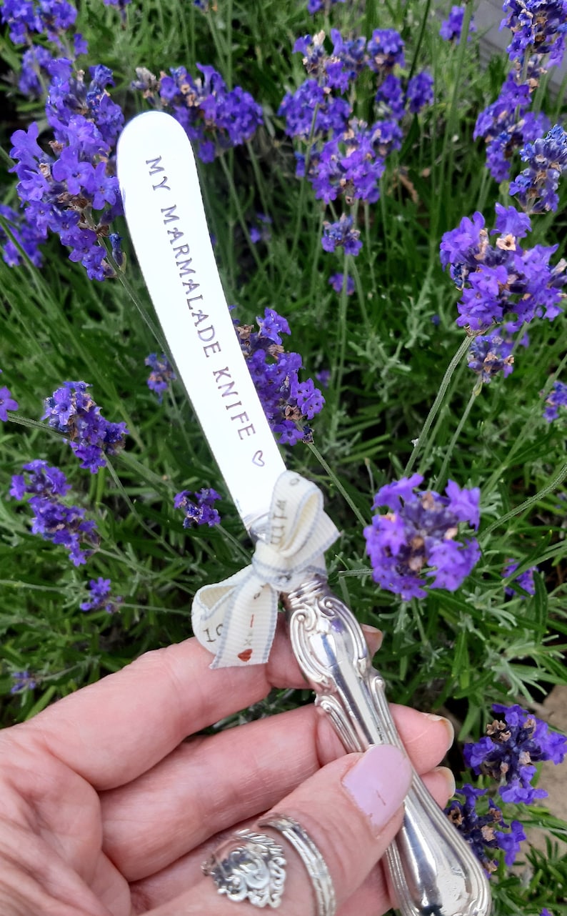 My Marmalade Butter Spreader Hand Stamped Vintage Spreader Personalised Gift. Original Vintage Upcycled Cutlery by Hello Lovely. image 2