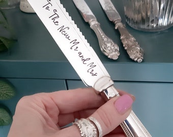 Wedding Cake Server/cutter - Original Antique,  Hand Stamped, Hugs and Kisses to the New Mr & Mrs. Original Vintage Cutlery
