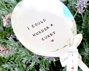 I could Murder A Curry Large Serving Spoon, Hostess Gift, Fun Foodie Gift, Original Vintage Upcycled Cutlery by Hello Lovely.