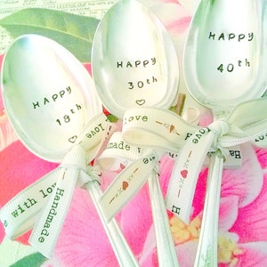 Personalised Birthday Stamped Spoon, 18th, 21st, 30th, 40th, 50th, 60, 70th, 80th, 90th Birthday Gift, Original Vintage Cutlery image 3