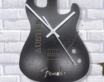 SEE ITEM DETAIL, fender clock, Christmas gift dad, Fender Guitar Clock, Guitar Clock, Guitar Wall Art, fender gift