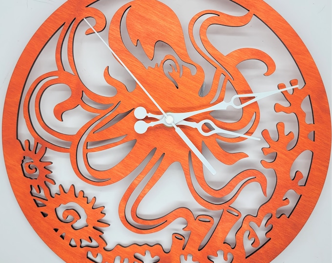 wooden clocks sea life wall art Octopus clock octopus gifts for women octopus gift for man sea life wall art custom clocks for wall