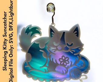 Cat Suncatcher: Boho Katzen Design (Lasercut Datei Download)