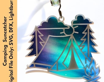Camping Tent Suncatcher: Outdoor Laser Cut Design (SVG Digital Download)