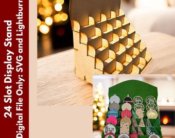 24-Slot Display Stand SVG: Ornament- und Untersetzerhalter