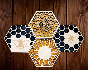 SEE ITEM DETAIL, 4 Bee Coasters, Honeybee coaster,  Honeybee coasters, bumble bee kitchen decor, honeybee gift set women, Bee coaster set